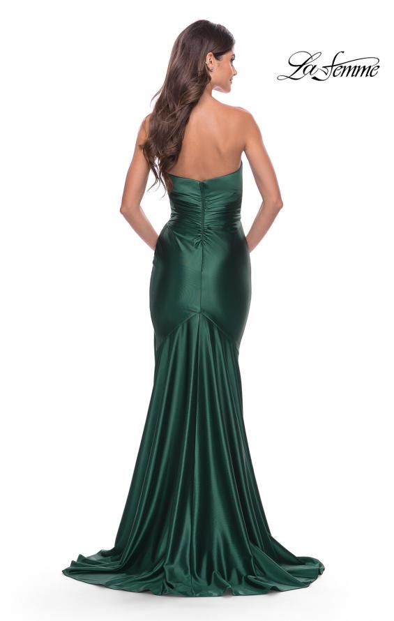 Picture of: Sweetheart Trumpet Liquid Jersey Gown with Ruching in Dark Emerald, Style: 31322, Detail Picture 8