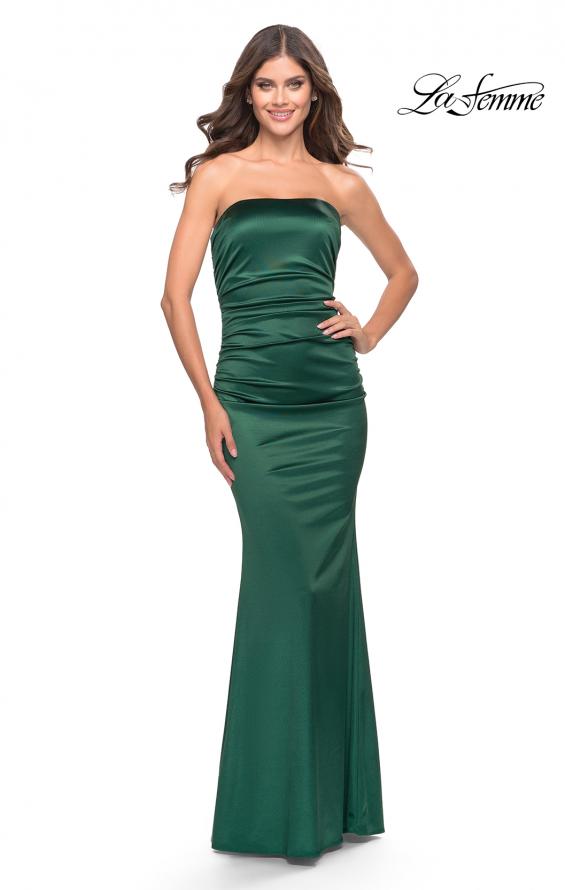 Picture of: Chic Strapless Liquid Jersey Gown with Ruching in Dark Emerald, Style: 31189, Detail Picture 9