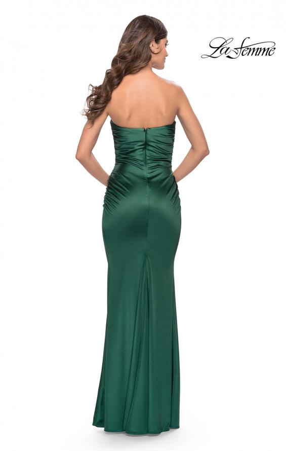 Picture of: Chic Strapless Liquid Jersey Gown with Ruching in Dark Emerald, Style: 31189, Detail Picture 10
