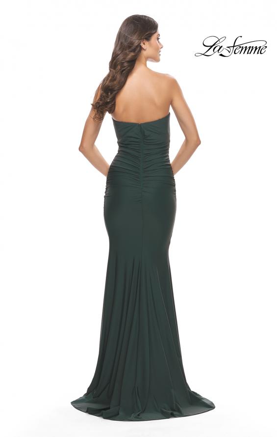 Picture of: Elegant Ruched Strapless Gown with Deep V in Dark Emerald, Style: 31226, Detail Picture 11