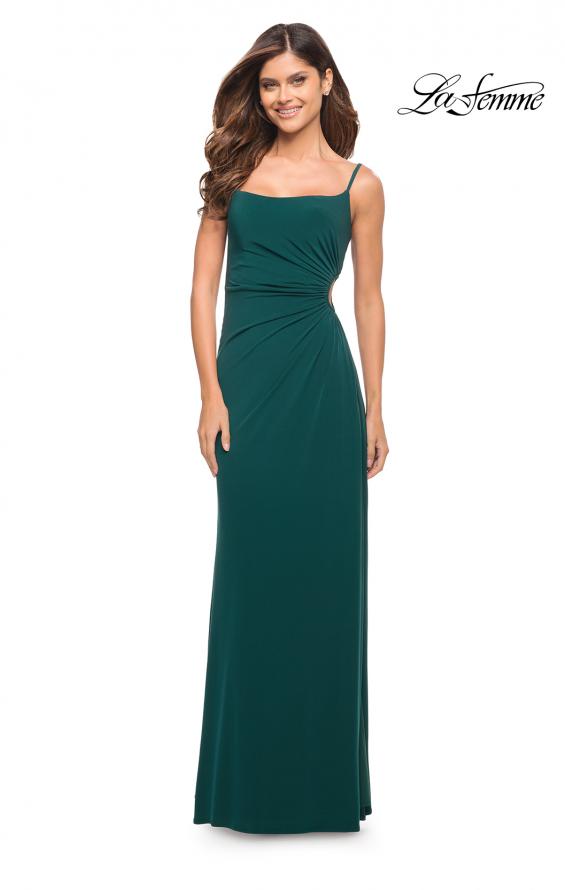Picture of: Prom Dress with Side Cut Out and High Side Slit in Dark Emerald, Style: 30439, Detail Picture 12