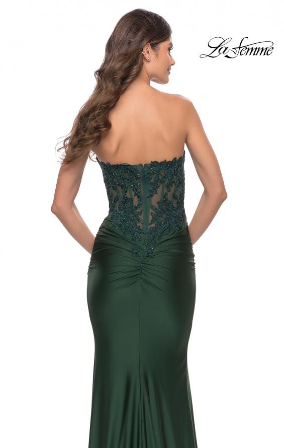 Picture of: Stunning Strapless Jeweled Lace and Jersey Dress in Dark Emerald, Style: 30720, Detail Picture 13