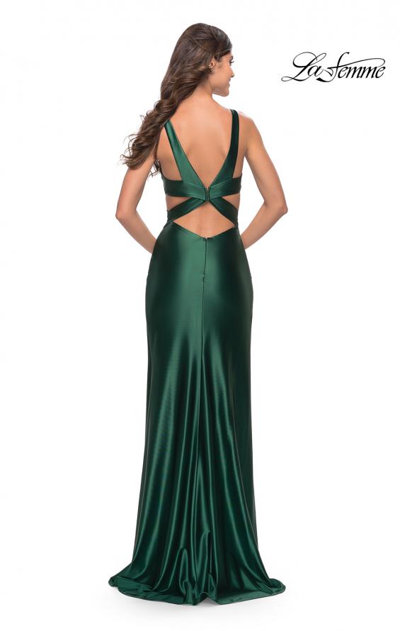 Picture of: Unique Liquid Jersey Dress with Cut Outs in Dark Emerald, Style: 31374, Back Picture