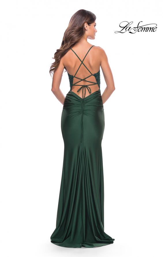 Picture of: Prom Dress with Beautiful Lace Bodice and Jersey Skirt in Dark Emerald, Style: 30466, Detail Picture 18