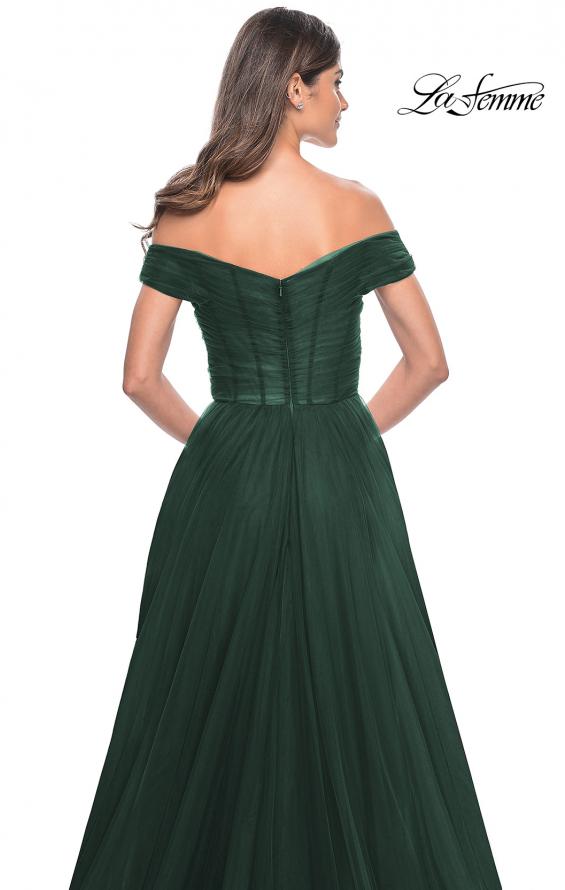 Picture of: A-Line Tulle Prom Dress with Off the Shoulder Top in Dark Emerald, Style: 30498, Detail Picture 20