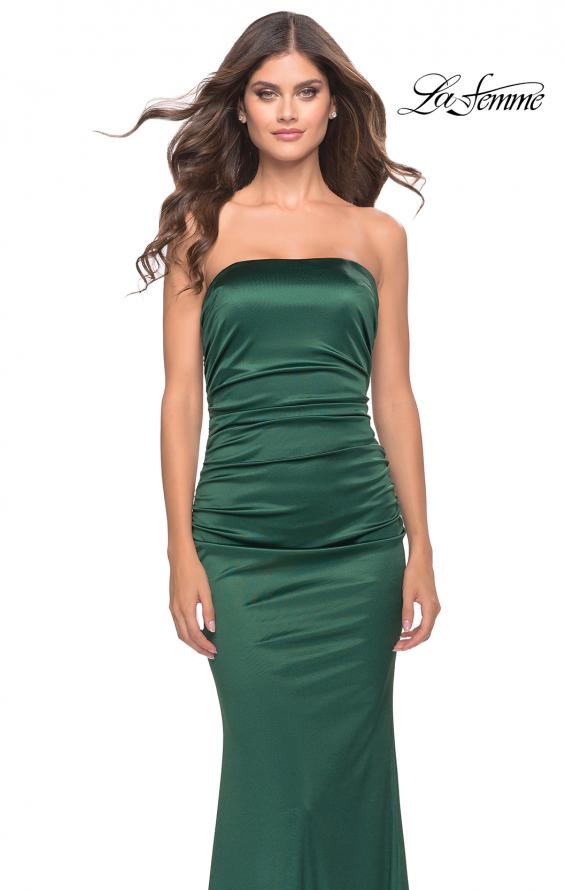 Picture of: Chic Strapless Liquid Jersey Gown with Ruching in Dark Emerald, Style: 31189, Detail Picture 1
