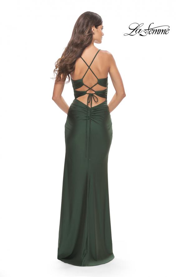 Picture of: Jersey Long Prom Dress with Trendy Waist Cut Outs in Dark Emerald, Style: 31174, Detail Picture 7