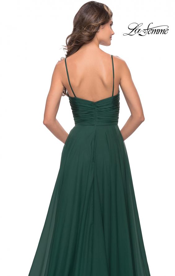 Picture of: Chiffon Dress with Pleated Bodice and Pockets in Dark Emerald, Style: 31500, Detail Picture 7