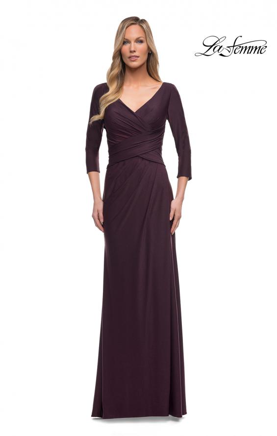 Picture of: Ultra Soft Jersey Long Dress with Three-Quarter Sleeves in Dark Garnet, Detail Picture 1
