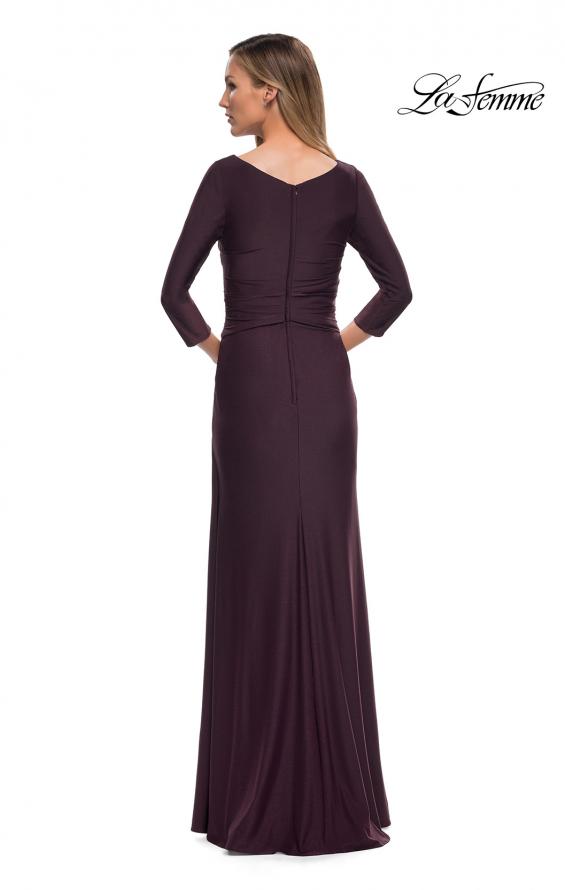 Picture of: Ultra Soft Jersey Long Dress with Three-Quarter Sleeves in Dark Garnet, Detail Picture 2