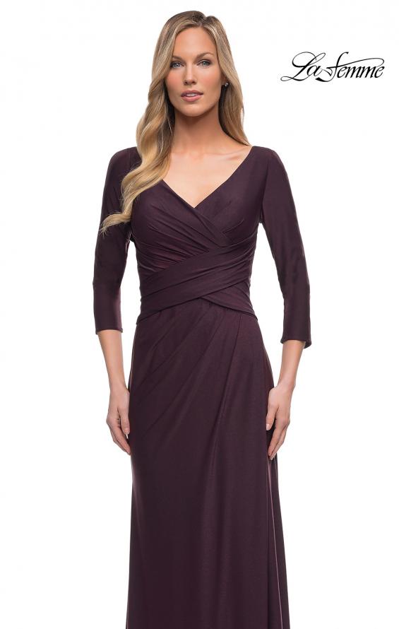 Picture of: Ultra Soft Jersey Long Dress with Three-Quarter Sleeves in Dark Garnet, Detail Picture 5