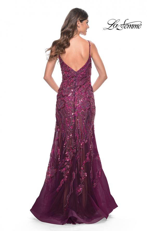 Picture of: Mermaid Sequin and Beaded Embellished Prom Dress in Dark Berry, Style: 32049, Detail Picture 8