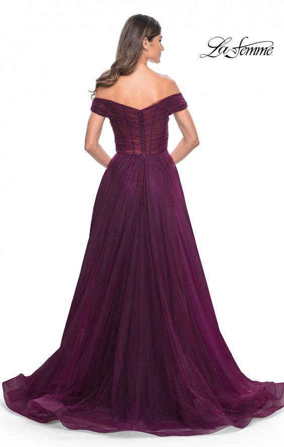 Picture of: A-Line Tulle Prom Dress with Off the Shoulder Top in Dark Berry, Style: 30498, Detail Picture 5