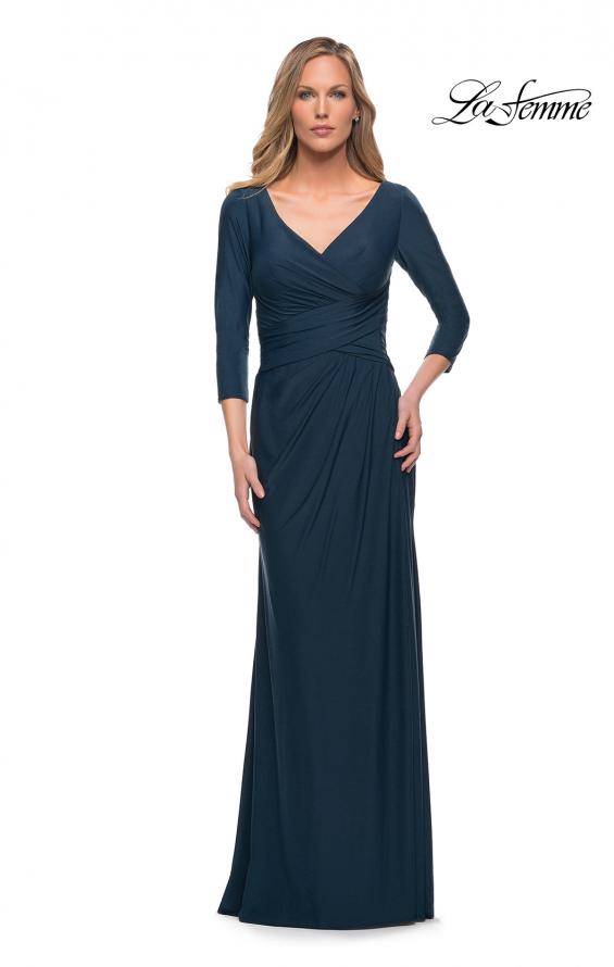 Picture of: Ultra Soft Jersey Long Dress with Three-Quarter Sleeves in Dark Teal, Main Picture