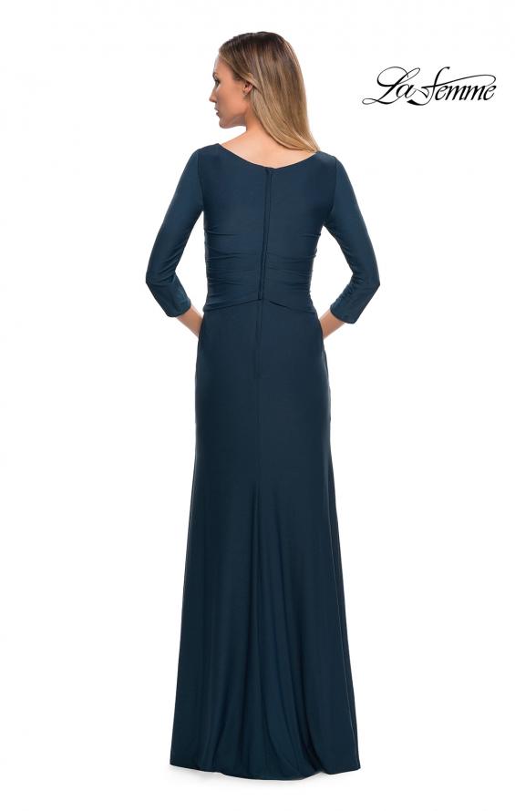 Picture of: Ultra Soft Jersey Long Dress with Three-Quarter Sleeves in Dark Teal, Back Picture