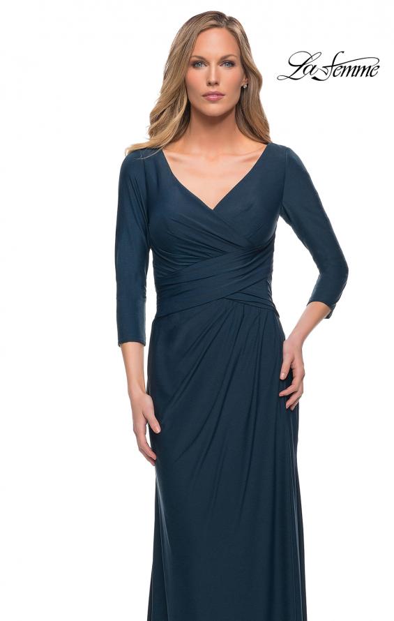 Picture of: Ultra Soft Jersey Long Dress with Three-Quarter Sleeves in Dark Teal, Detail Picture 3