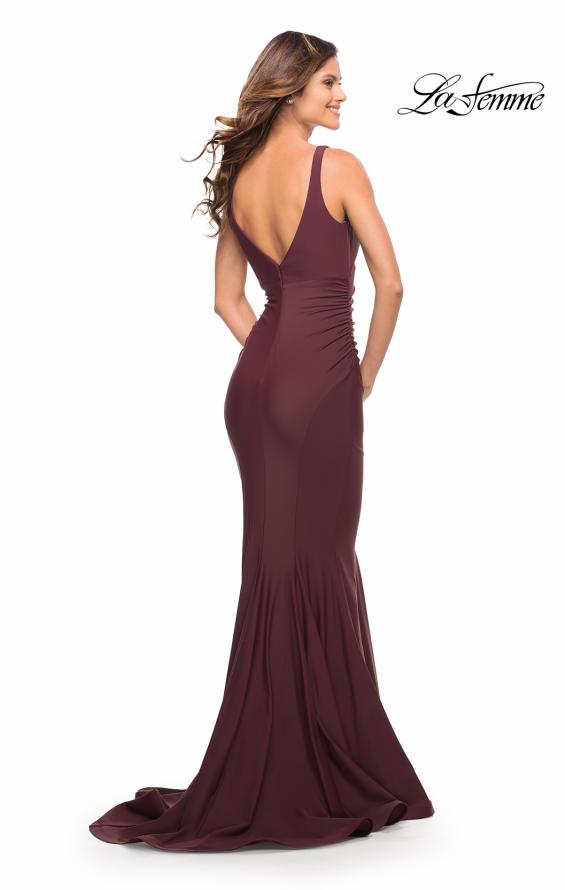 Picture of: Simple Jersey Gown with Flattering Ruching in Dark Wine, Style: 30746, Detail Picture 4