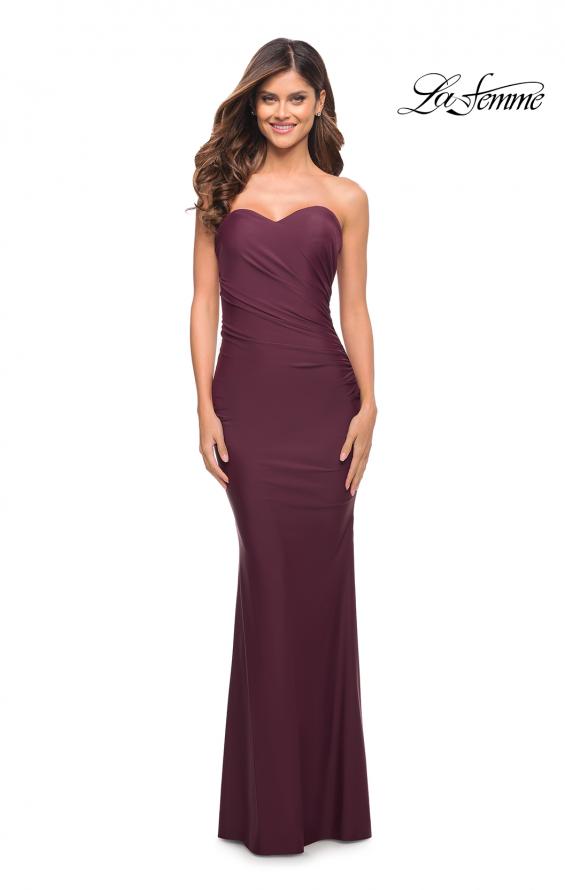 Picture of: Sweetheart Strapless Gown with Side Ruching in Dark Wine, Style: 30502, Detail Picture 7