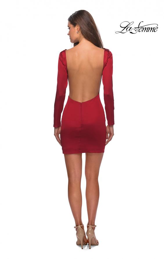 Picture of: Long Sleeve Dress with Wrap Skirt and Open Back in Deep Red, Style: 28192, Detail Picture 3