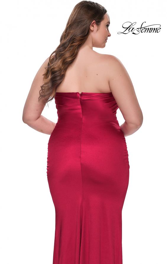 Picture of: Strapless Satin Plus Size Dress with Ruching in Deep Red, Style: 32194, Detail Picture 8