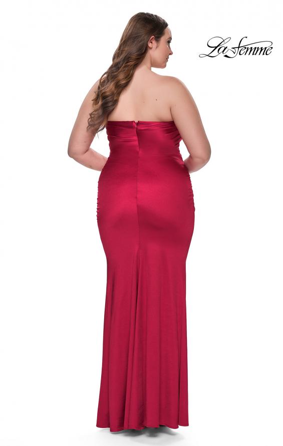 Picture of: Strapless Satin Plus Size Dress with Ruching in Deep Red, Style: 32194, Detail Picture 3