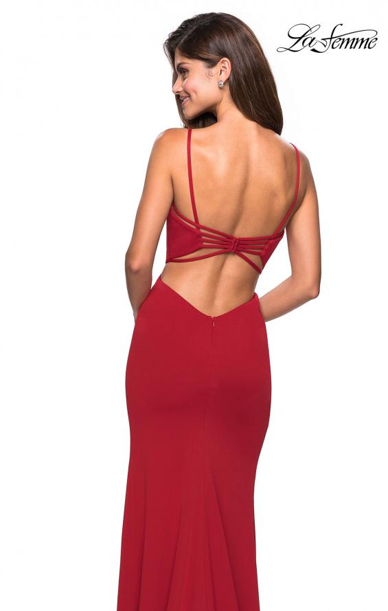 Picture of: Form Fitting Long Dress with Cut Outs and Strappy Back in Deep Red, Style: 27516, Main Picture
