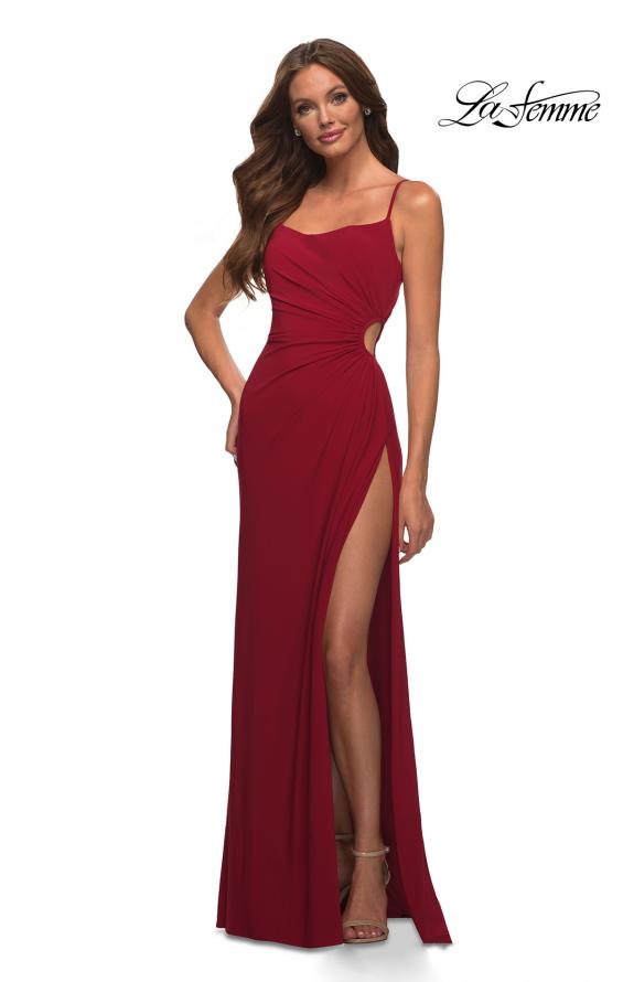 Picture of: Prom Dress with Side Cut Out and High Side Slit in Deep Red, Main Picture