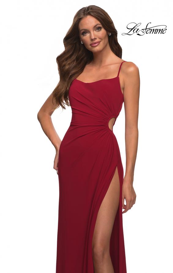 Picture of: Prom Dress with Side Cut Out and High Side Slit in Deep Red, Detail Picture 11