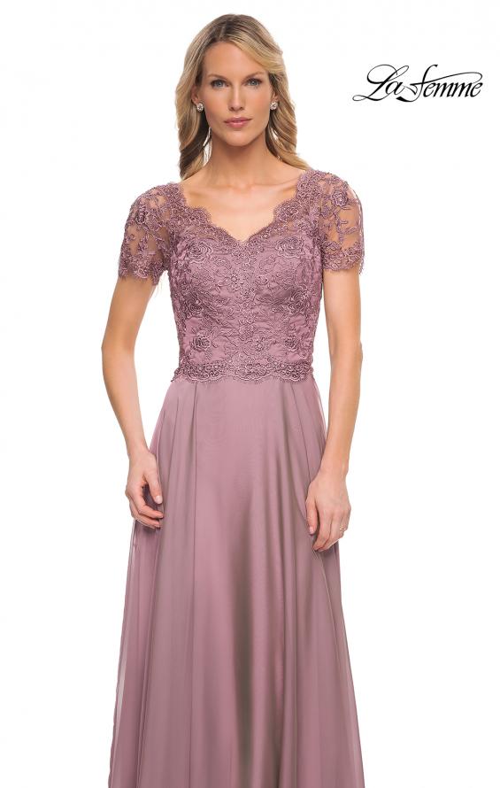 Picture of: Long Chiffon Dress with Lace Bodice and Pockets in Dusty Lilac, Style: 27098, Detail Picture 5
