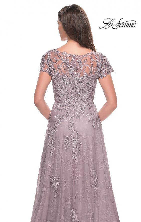 Picture of: A-Line Dress with Lace Applique and Sheer Short Sleeves in Dusty Lilac, Style: 30168, Detail Picture 6