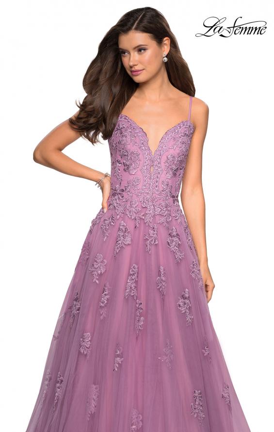 Picture of: Classic Prom Ball Gown with Lace Applique Details in Dusty Lilac, Style: 27463, Detail Picture 1