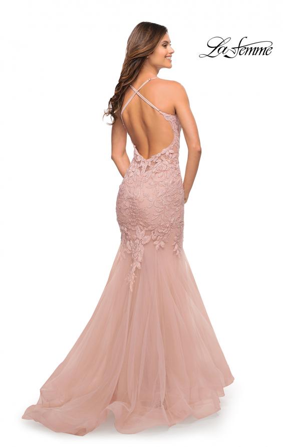 Picture of: Mermaid Tulle and Lace Jeweled Prom Dress in Dusty Mauve, Style: 30584, Detail Picture 19