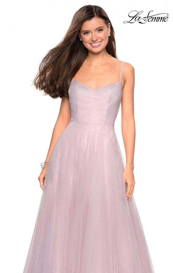 Picture of: Rhinestone A-Line Tulle Prom Dress in Dusty Mauve, Style: 27608, Detail Picture 2