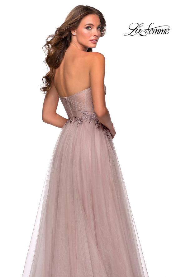 Picture of: Strapless Tulle Gown with Floral Embellishments in Dusty Mauve, Style: 28586, Detail Picture 2