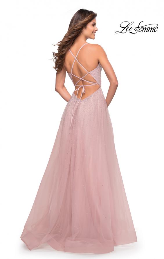 Picture of: Rhinestone and Tulle Gown with A-line Skirt in Dusty Mauve, Style: 30581, Detail Picture 2