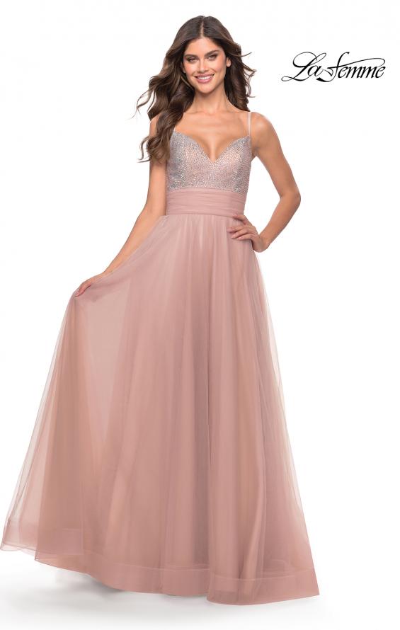 Picture of: Tulle Gown with Full Skirt and Rhinestone Bodice in Dusty Mauve, Style: 31238, Detail Picture 6