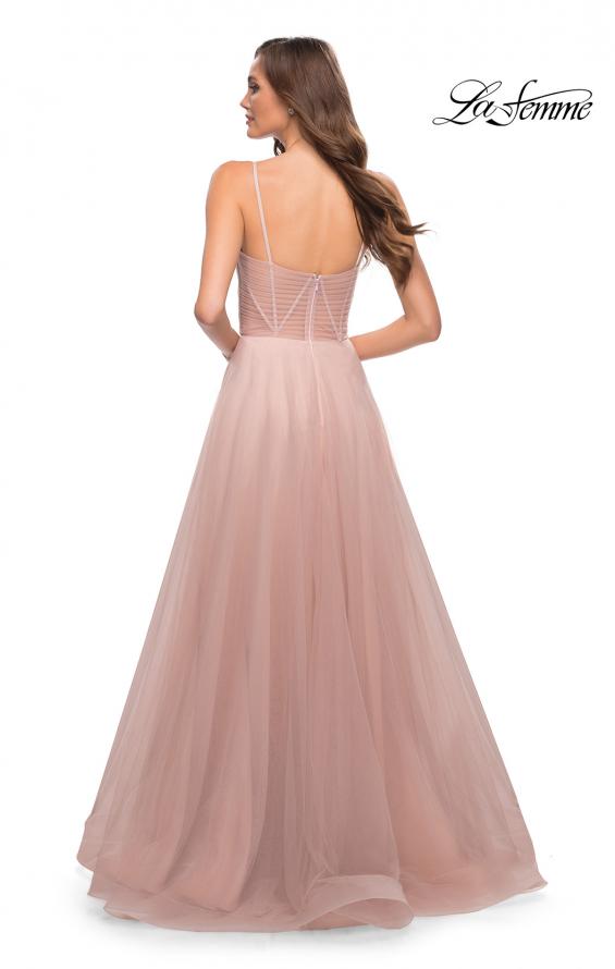 Picture of: A Line Tulle Prom Dress with Sheer Bodice in Dusty Mauve, Style 29076, Detail Picture 7