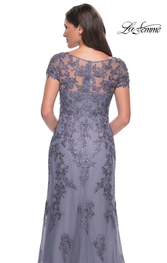 Picture of: Lace and Net Fitted Long Mother of the Bride Dress in Dusty Purple, Style: 29792, Detail Picture 4