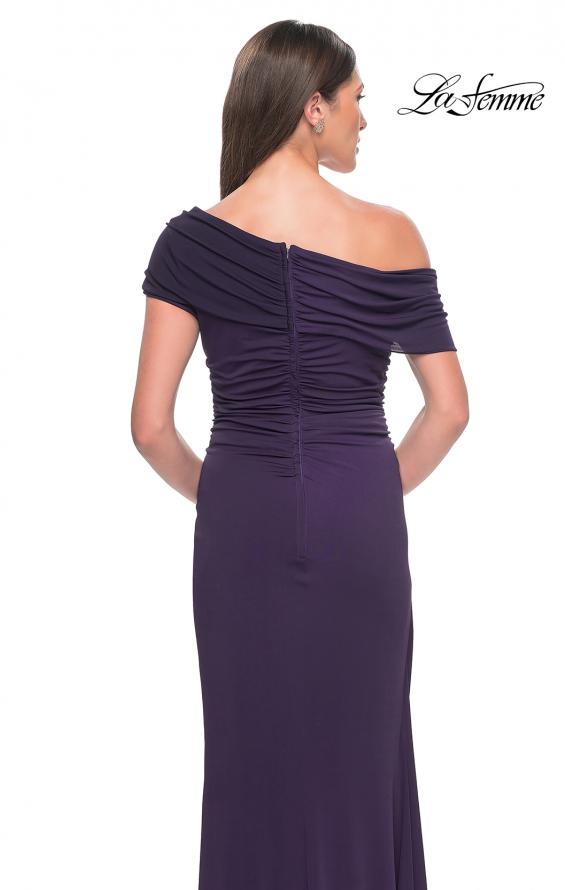 Picture of: Jersey Evening Gown with Asymmetrical Neckline in Eggplant, Style: 31459, Detail Picture 4