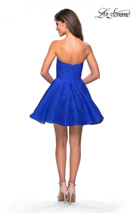 Picture of: Short Lace Strapless Party Dress with Rhinestones in Electric Blue, Style: 27334, Detail Picture 6