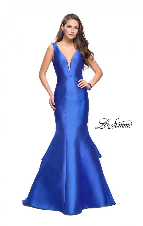 Picture of: Low Scoop Mermaid Prom Dress with Tiered Detail in Electric Blue, Style: 26046, Main Picture
