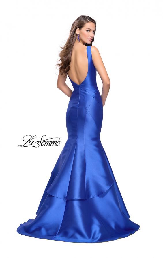 Picture of: Low Scoop Mermaid Prom Dress with Tiered Detail in Electric Blue, Style: 26046, Back Picture