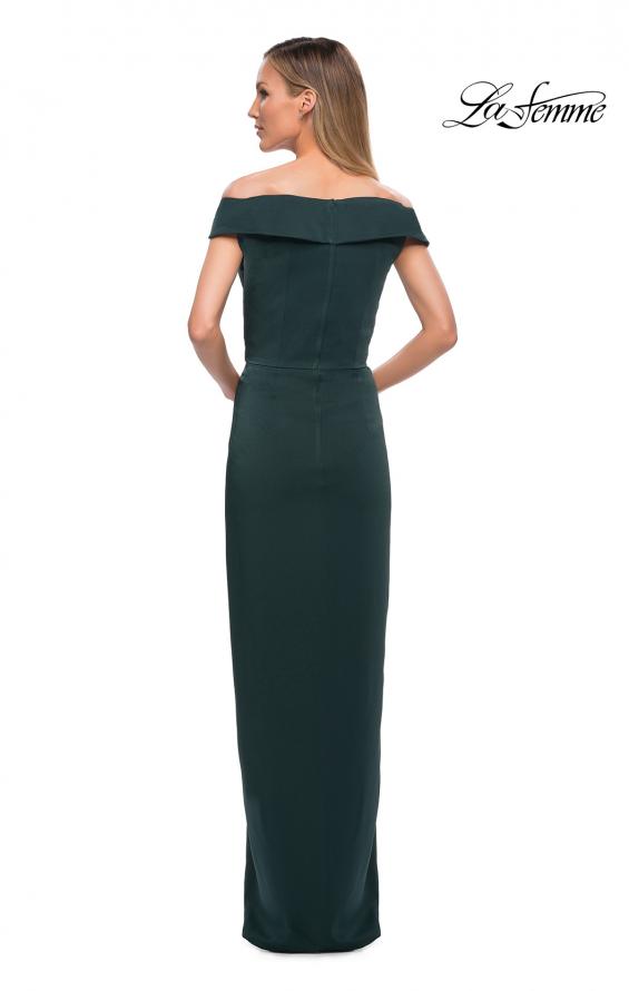 Picture of: Long Jersey Dress with Ruching and Cap Sleeves in Emerald, Style: 25206, Detail Picture 4