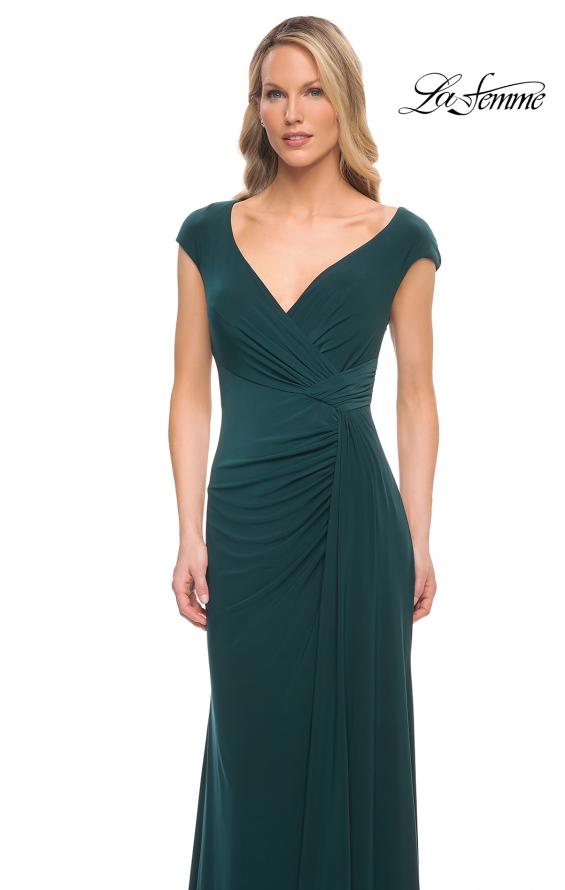 Picture of: Jersey Dress with Knot at Waist and Short Sleeves in Emerald, Detail Picture 6