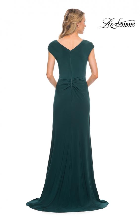 Picture of: Jersey Dress with Knot at Waist and Short Sleeves in Emerald, Detail Picture 7