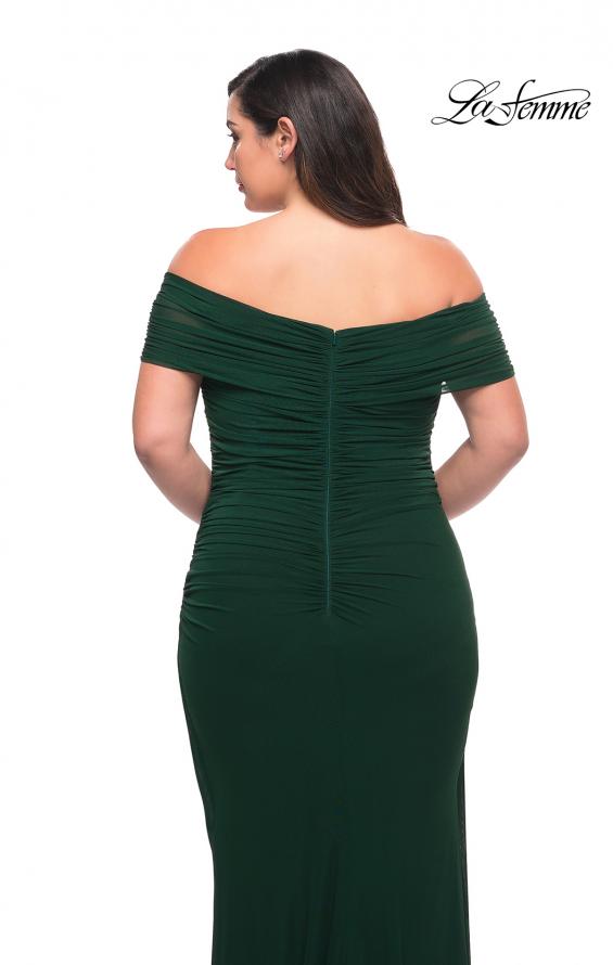 Picture of: Long Net Jersey Plus Dress with Bodice Design in Emerald, Style: 29635, Detail Picture 5