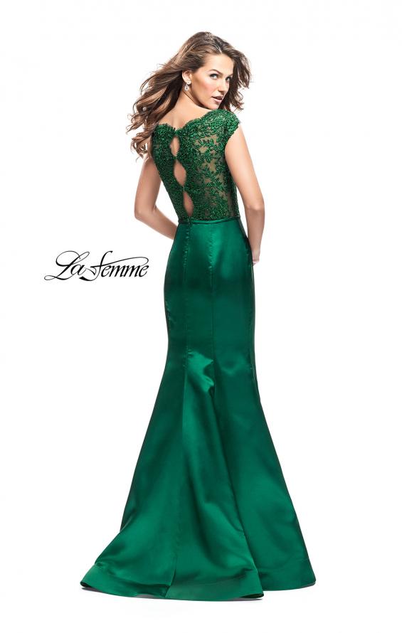 Picture of: Off the Shoulder Mikado Prom Dress with Lace and Beads in Emerald, Style: 25926, Main Picture