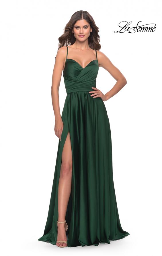 Picture of: Luxury Satin Gown with Criss Cross Bodice in Emerald, Style: 31233, Main Picture