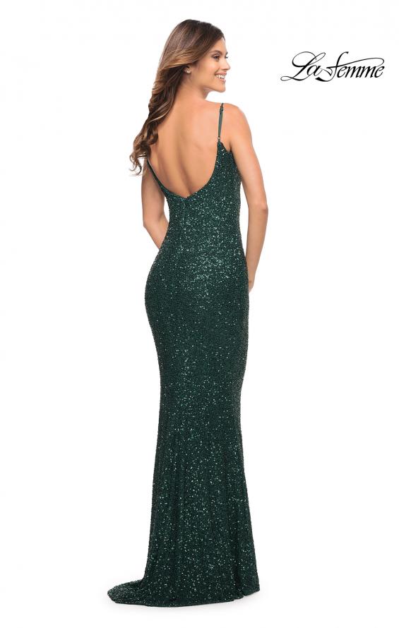 Picture of: Lovely Long Soft Sequin Dress with Scoop Neck in Emerald, Style: 30707, Detail Picture 8