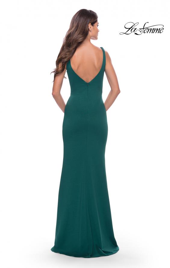 Picture of: Simple Chic Long Jersey Gown with Square Neckline in Emerald, Style: 31071, Detail Picture 8